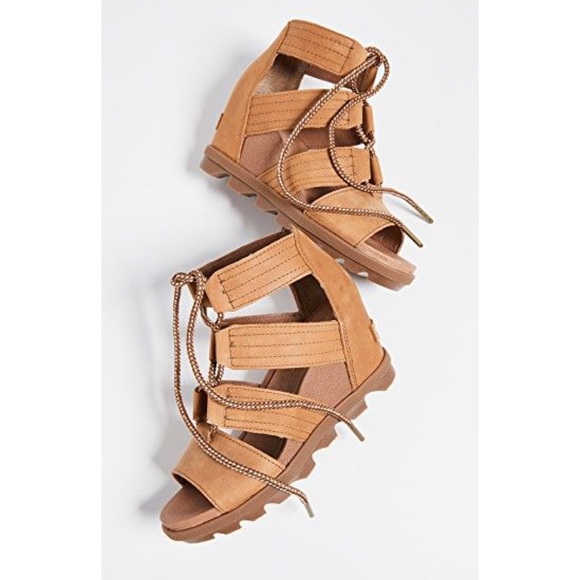 Sorel Shoes - Sorel Joanie lace up wedge sandals camel 7.5